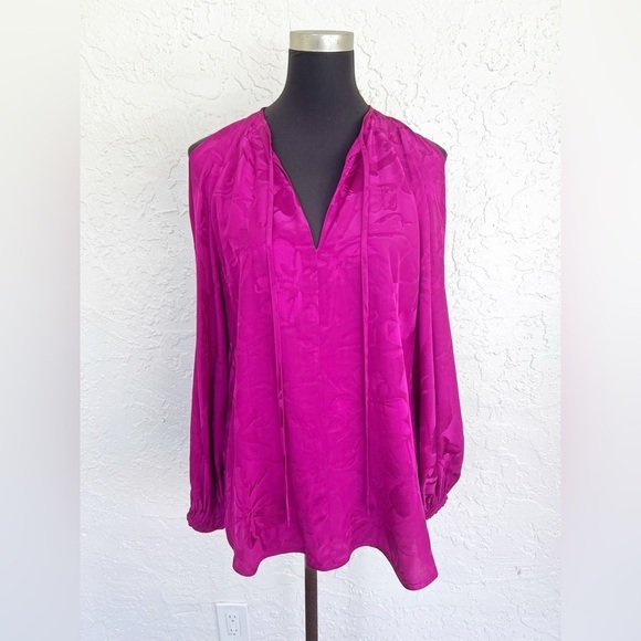 Silvia Tcherassi Dorcas Cold-Shoulder Blouse in Mulberry Floral Womens Medium - Picture 6 of 8